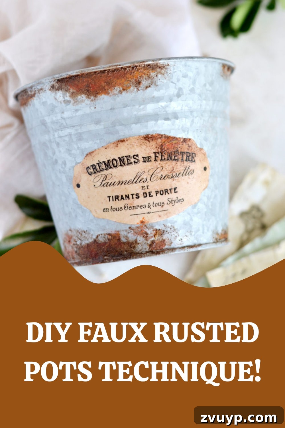 Distressed Rust Pot Makeover 2 Stunning faux rusted pots for vintage home decor
