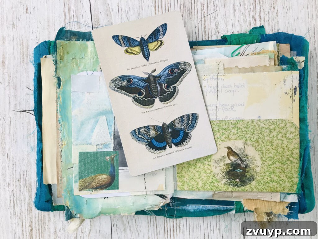 Jane Chipp's Gilded Peacock Junk Journal 12 Butterfly journal card with delicate details