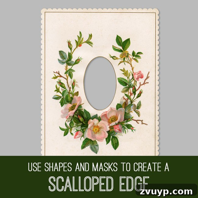 Aubergine and Green Kit Graphics Fairy Premium Membership 6 Photoshop Elements Tutorial cover: Learn to create a scalloped edge