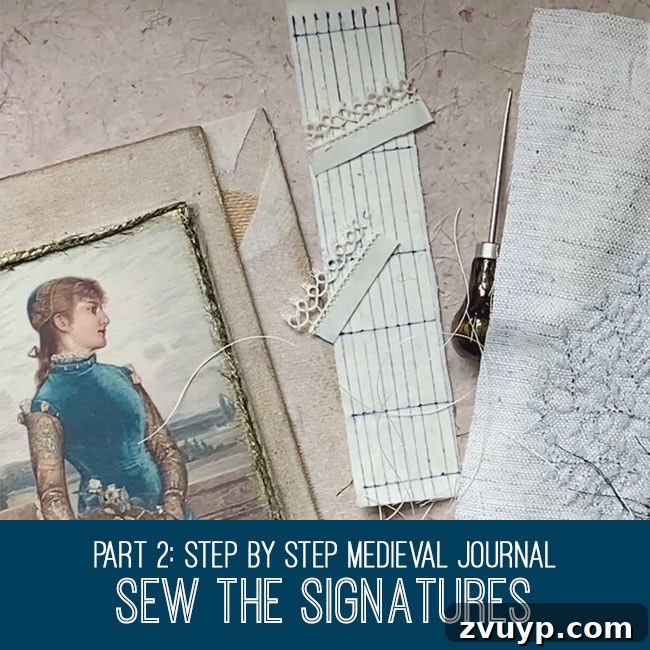 Medieval Journal Sew the Signatures Craft Video Tutorial by Leximbue Journals