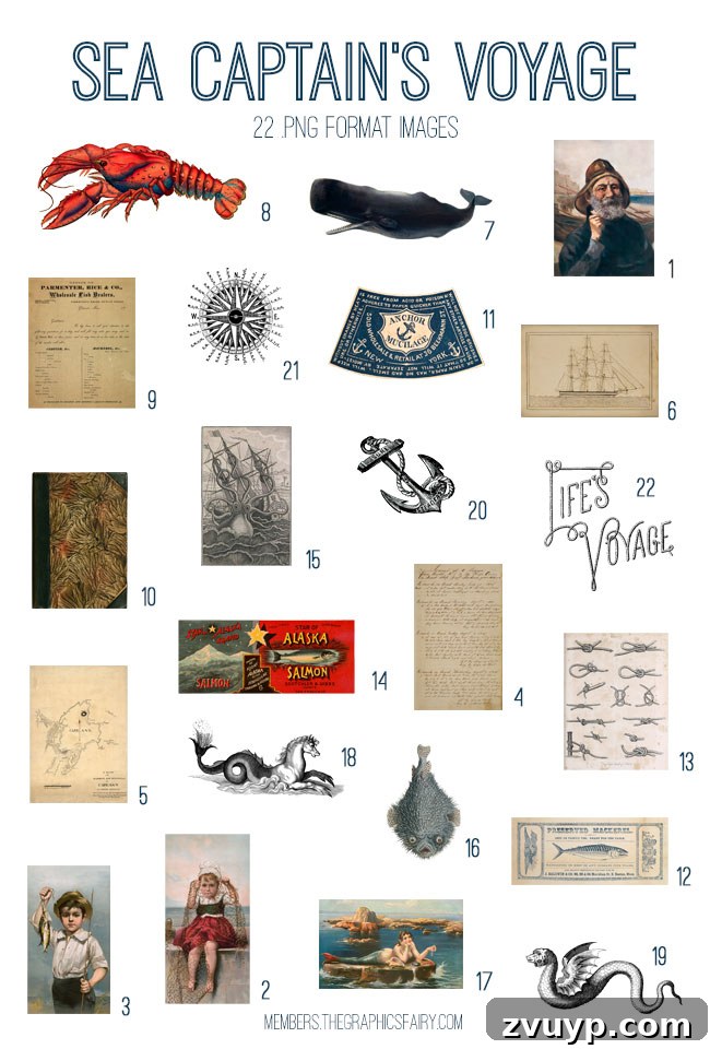 Featured Bundle: Vintage Sea Captain's Voyage Digital Image Collection