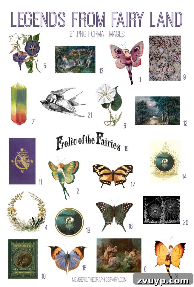 vintage Legends from Fairy Land ephemera digital image bundle preview