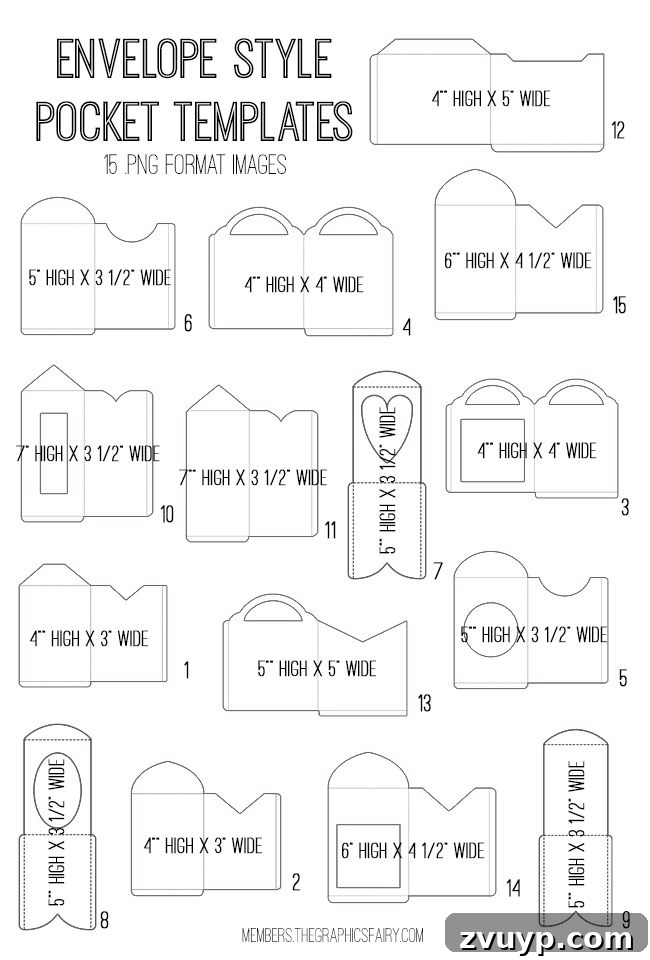 Graphics Fairy Premium Vintage Envelope Style Pocket Templates 2 Envelope Style Pocket Templates digital image bundle preview