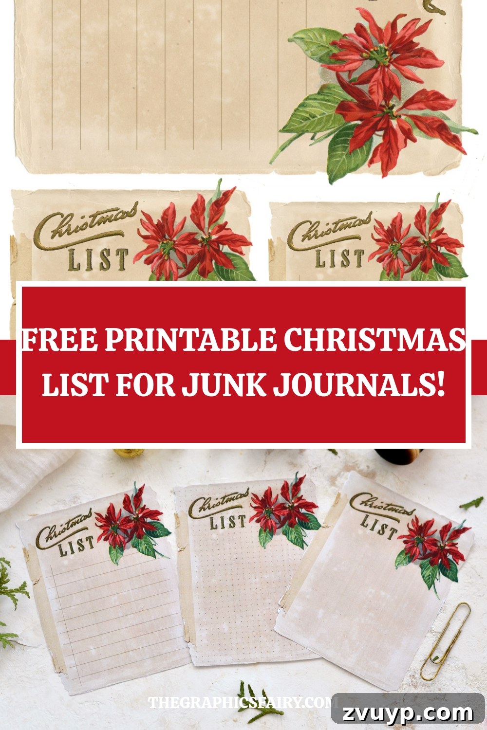Downloadable Christmas Gift Planner 2 Organize your holiday shopping list in vintage style with our free printable Christmas list, perfect for junk journals and festive planning.