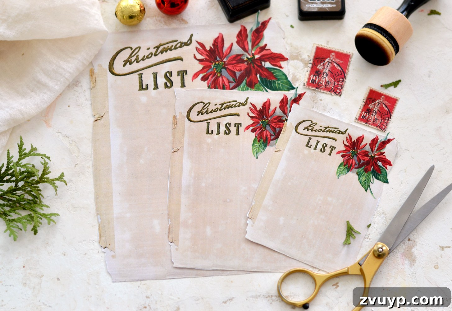 Downloadable Christmas Gift Planner 9 Plain Christmas lists in three varying sizes, offering a blank canvas for personalized holiday organization.
