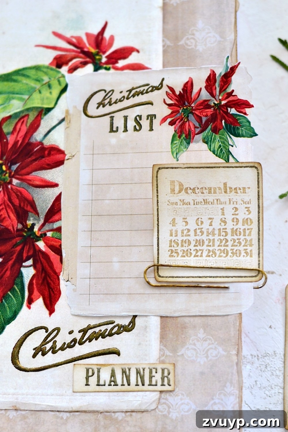 Downloadable Christmas Gift Planner 11 Integrated view of the vintage Christmas list alongside a Christmas planner, showcasing coordinated holiday organization.