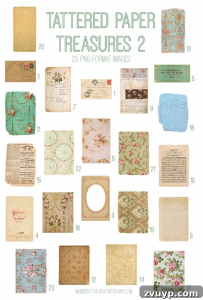 Graphics Fairy Premium Tattered Paper Treasures Volume Two 2 vintage Tattered Paper Treasures 2 ephemera digital image bundle preview