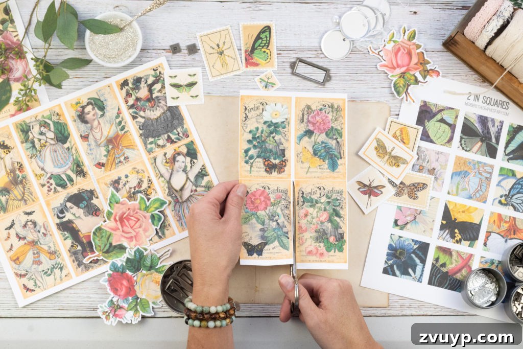 Learning how to cut out printables from Graphics Fairy Premium Membership