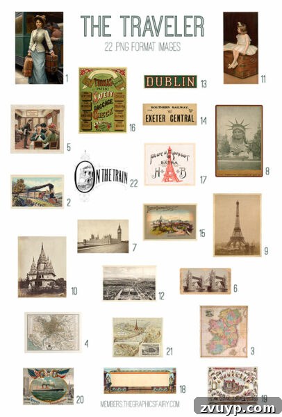 The Traveler Kit Graphics Fairy Premium Membership 2 Vintage The Traveler ephemera digital image bundle preview
