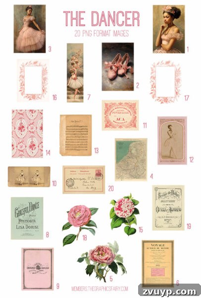 Graphics Fairy Premium Dancer Kit 2 vintage The Dancer ephemera digital image bundle preview