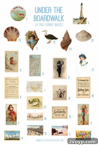 vintage Under the Boardwalk ephemera digital image bundle preview