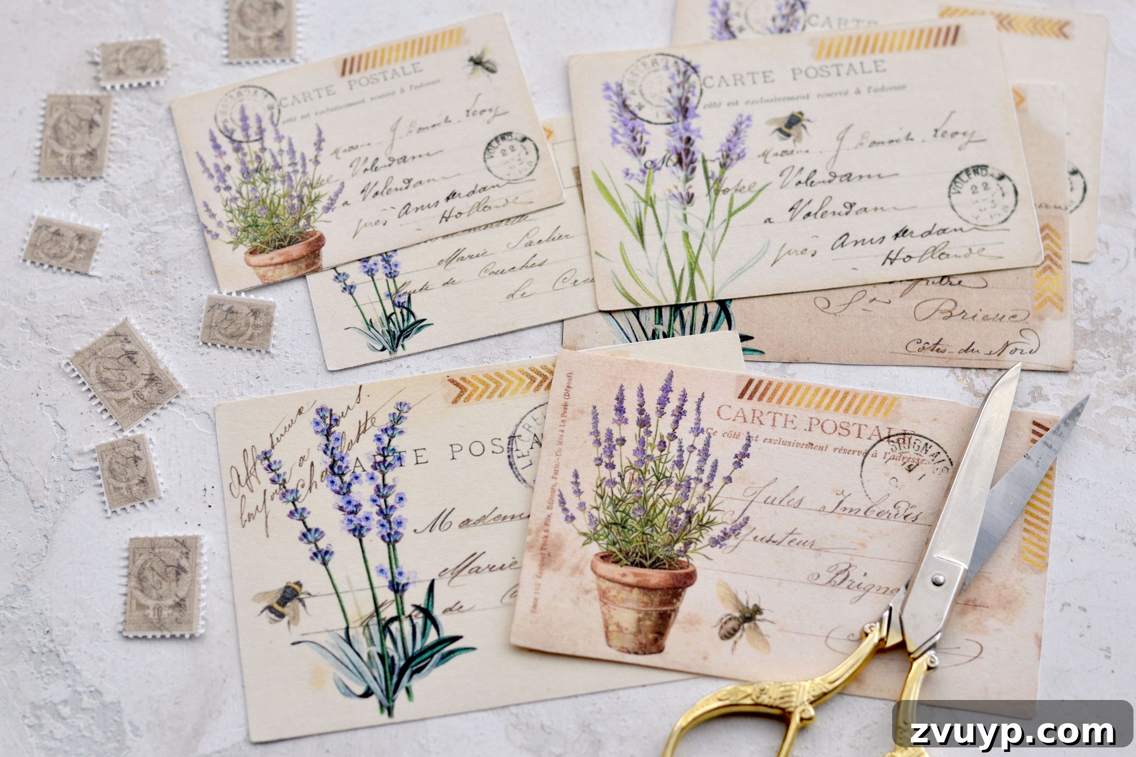 Handcrafted Lavender Postcards Featuring Faux Washi 7 cutting the paper