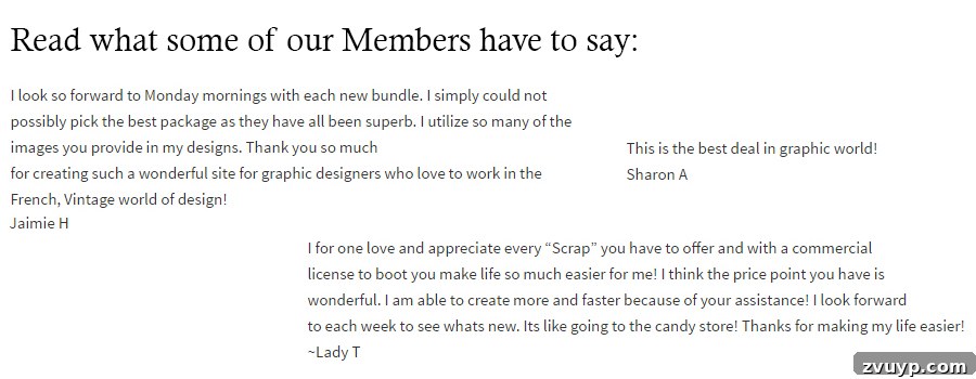 Testimonials from satisfied members of The Graphics Fairy