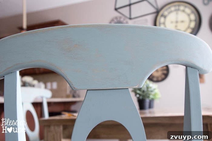 Shabby Chic Duck Egg Dining Chair Revival 12 duck-egg-blue-distressed-dining-chairs (9 of 14) - Distressed Detail