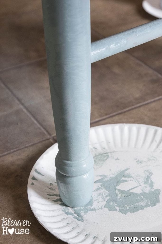 Shabby Chic Duck Egg Dining Chair Revival 10 duck-egg-blue-distressed-dining-chairs (7 of 14) - Streaky First Coat