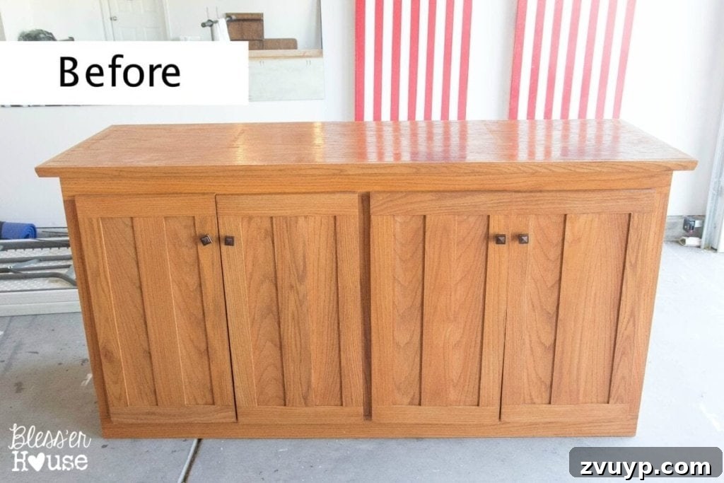From Media Center to Dining Delight 2 Before: Huge Media Stand Ready for a Dining Room Buffet Makeover | Bless'er House