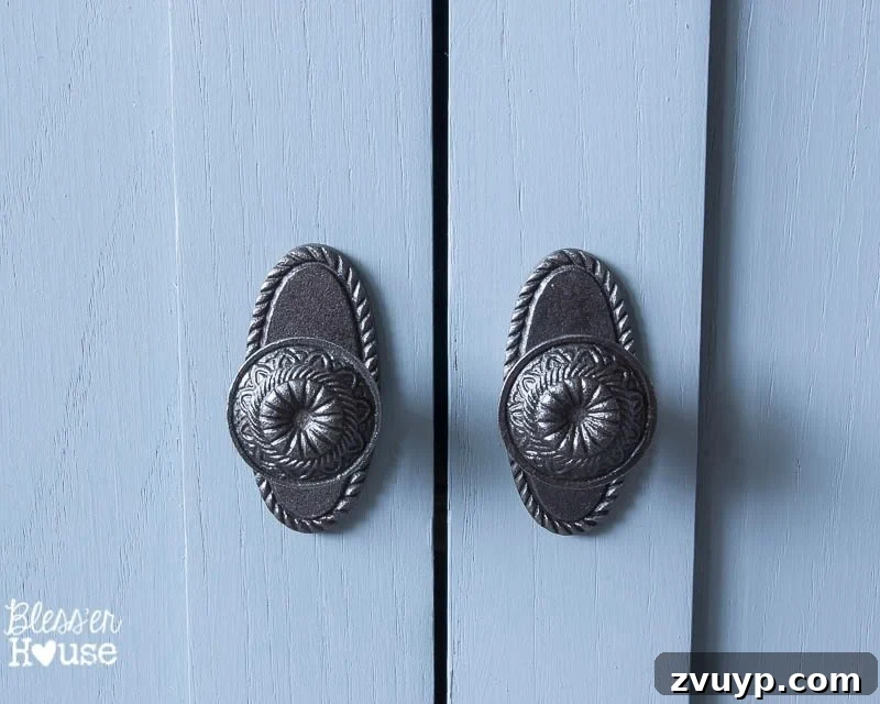 From Media Center to Dining Delight 13 Detail of Budget-Friendly Cabinet Knobs on Buffet | Bless'er House