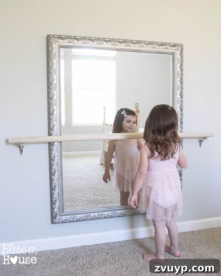 Your Guide to Building a DIY Ballet Barre and Securely Hanging Heavy Mirrors 21 Olivia Delighted with Her New Ballet Barre and Mirror