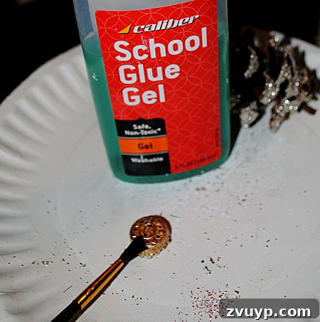 Craft Your Own Pinecone Ornaments 7 Applying Glue to Ornament Cap