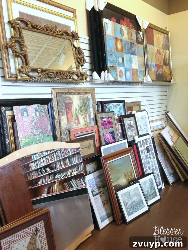 Thrift Like a Pro: Goodwill's Best Kept Secrets 6 Collection of ornate and unique picture frames available at Goodwill.