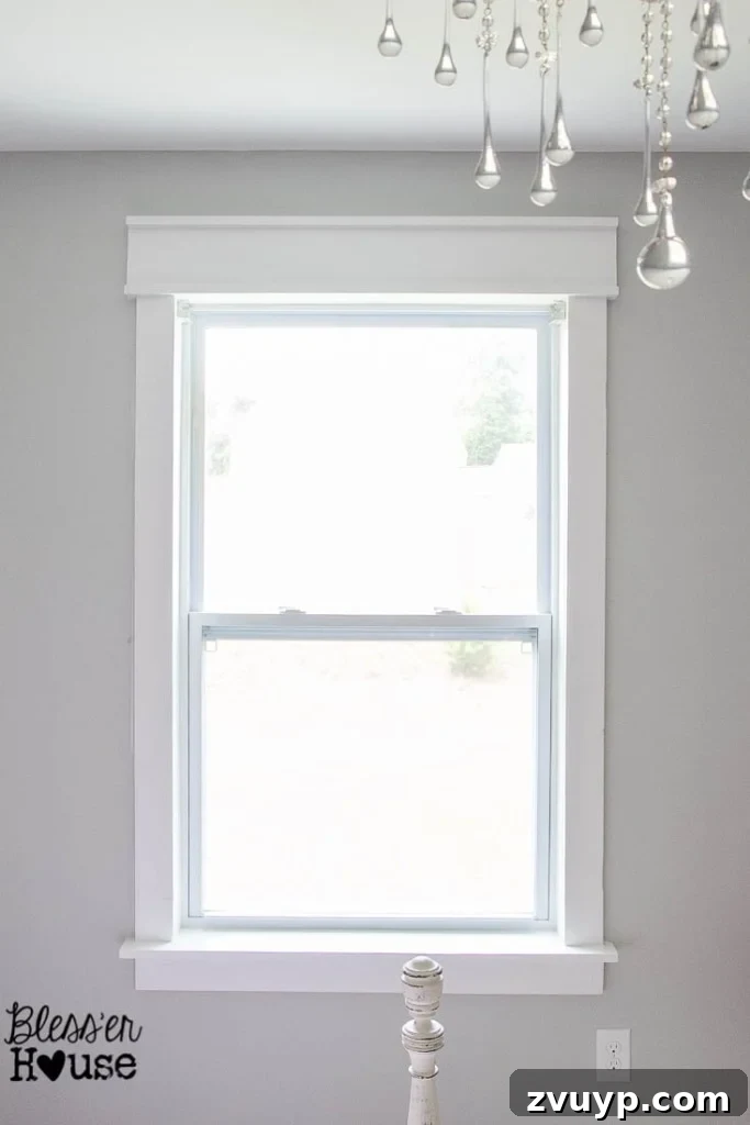 Easy Window Trim Installation: Skip the Miter Saw 13 finished interior window trim painted and caulked using basic lumber with no miter cuts