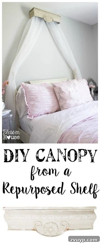 Dreamy Bed Canopy Crown from an Upcycled Shelf 2 DIY Canopy Crown from a Repurposed Shelf: A budget-friendly tutorial to create a beautiful canopy for a child's bedroom, saving hundreds compared to designer versions.