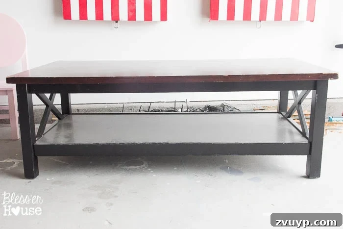 Rustic Barnwood Coffee Table 2 Barn Wood Top Coffee Table | Bless'er House - Gorgeous way to cover up a scratched, peeling veneer coffee table top!