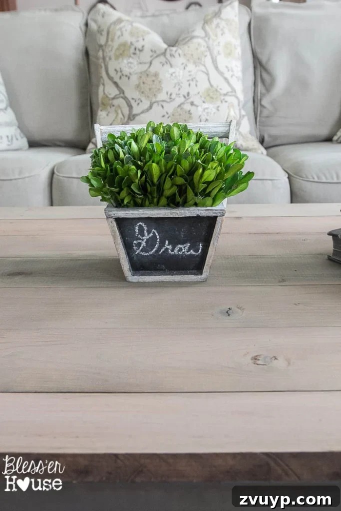 Rustic Barnwood Coffee Table 8 Barn Wood Top Coffee Table | Bless'er House - Gorgeous way to cover up a scratched, peeling veneer coffee table top!