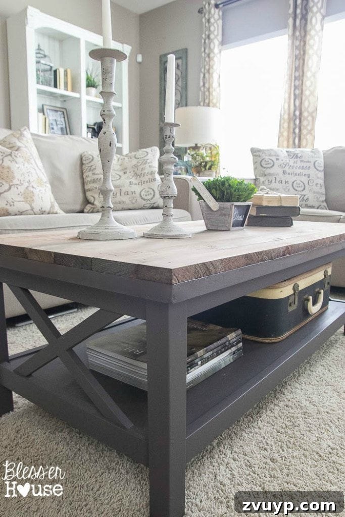 Rustic Barnwood Coffee Table 10 Barn Wood Top Coffee Table | Bless'er House - Gorgeous way to cover up a scratched, peeling veneer coffee table top!
