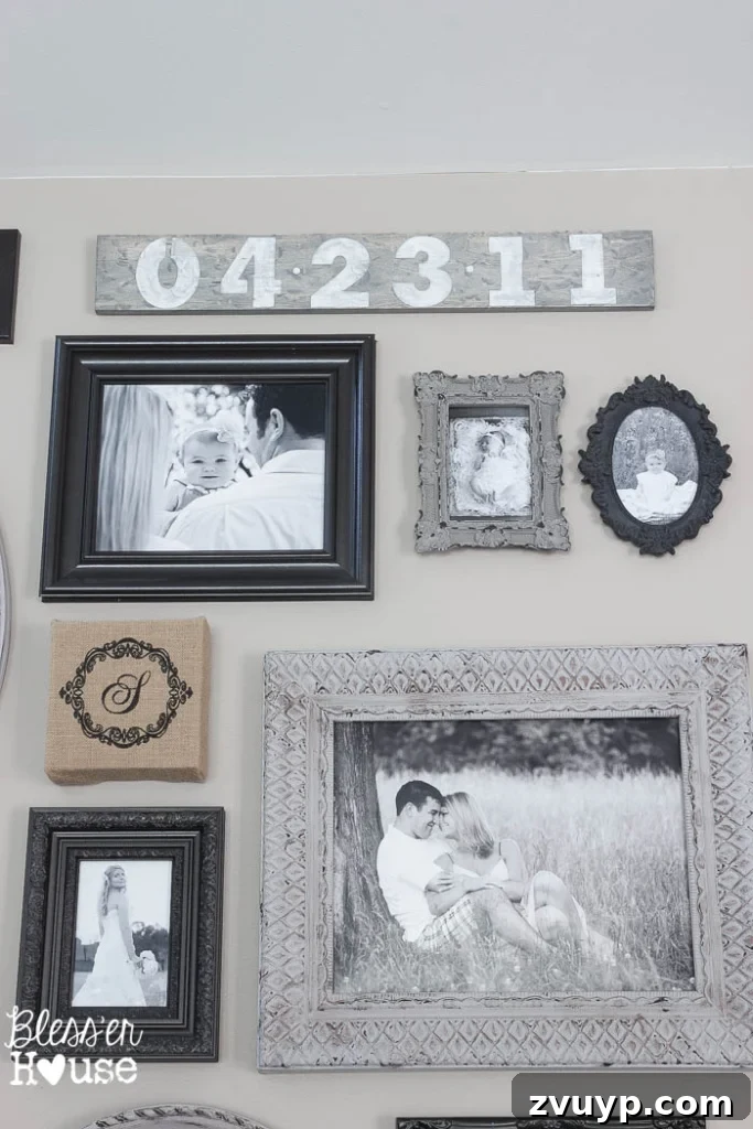 Seaside Driftwood Anniversary Keepsake 12 Gallery Wall with Driftwood Anniversary Sign | Home Memories