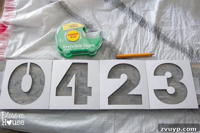 Seaside Driftwood Anniversary Keepsake 8 Tracing Numbers with Pencil for Stencil Accuracy