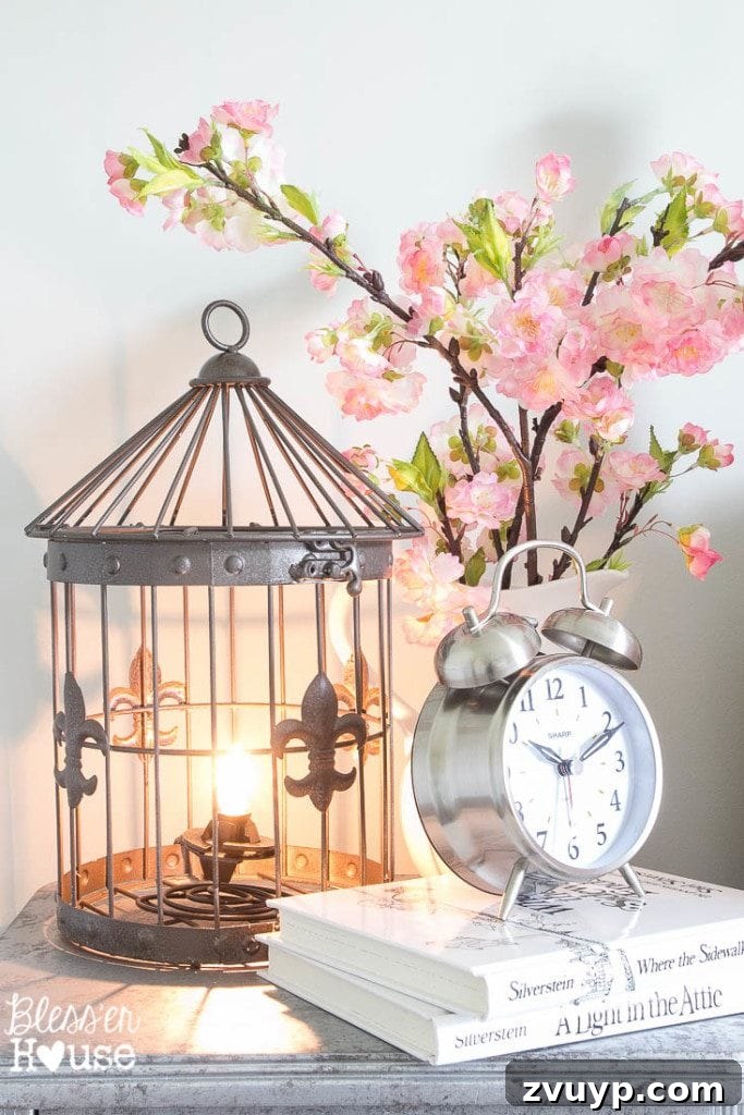 En Pointe Perfection: Her Ballerina Bedroom Makeover 12 Repurposed birdcage lamp, once a wedding centerpiece, now illuminates a ballerina girl's bedroom.