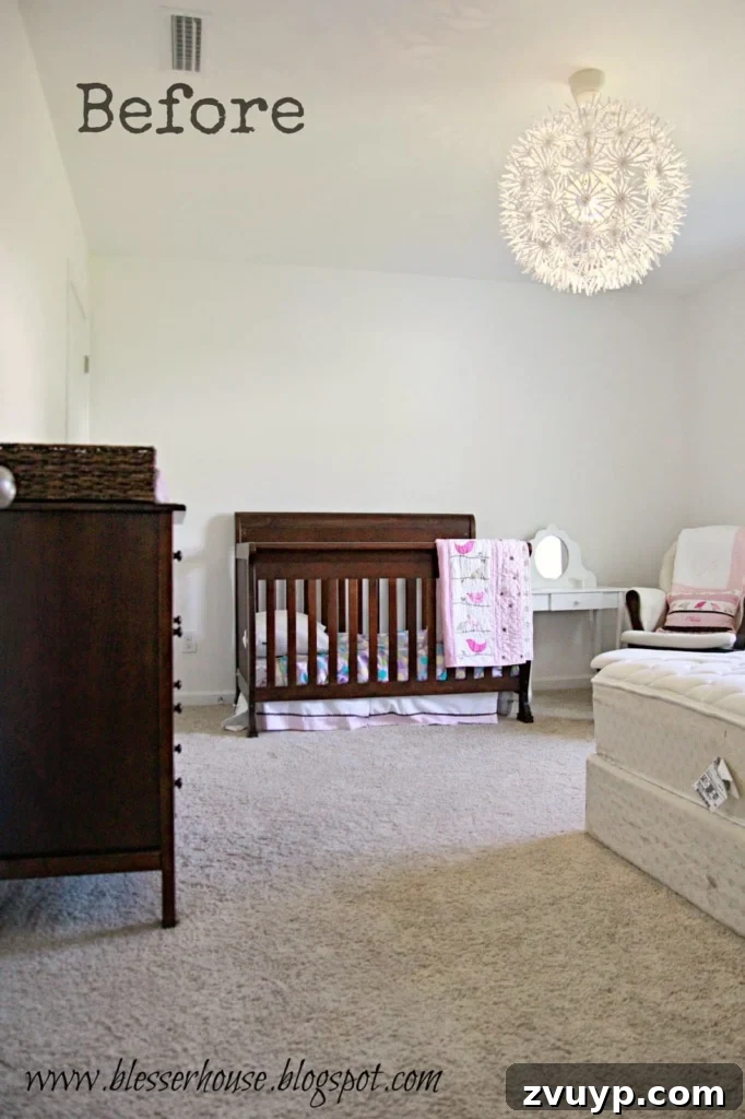 En Pointe Perfection: Her Ballerina Bedroom Makeover 3 Before: Child's room with basic furniture and no decor, awaiting a ballerina-themed makeover.
