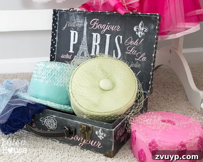 En Pointe Perfection: Her Ballerina Bedroom Makeover 26 A collection of vintage hats from grandmother, perfect for dress-up play in a girl's whimsical bedroom corner.