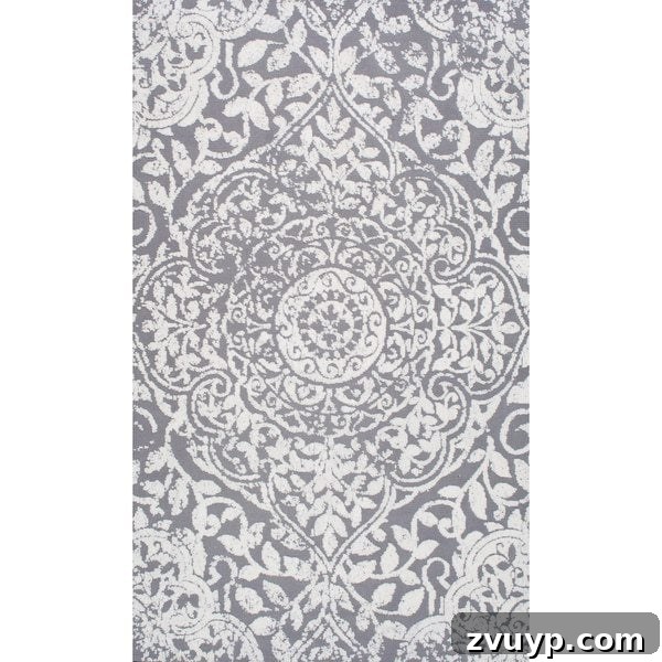 12 Stunning Greige Rugs That Won't Break Your Budget 11 NuLOOM Modern Vintage Fancy Floral Grey Rug - Elegant Greige Motif