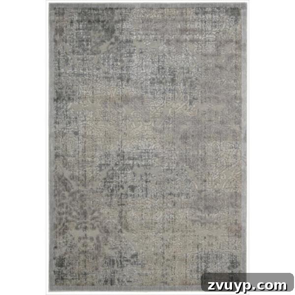 12 Stunning Greige Rugs That Won't Break Your Budget 13 Nourison Graphic Illusions Grey Antique Damask Pattern Rug - Vintage Greige Appeal