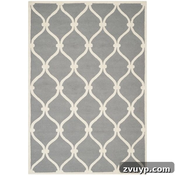 12 Stunning Greige Rugs That Won't Break Your Budget 16 Safavieh Moroccan Cambridge Dark Grey / Ivory Wool Rug - Bold Greige Statement