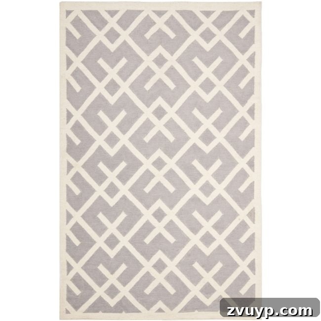 12 Stunning Greige Rugs That Won't Break Your Budget 10 Safavieh Moroccan Reversible Dhurrie Grey / Ivory Wool Rug - Global Greige Charm