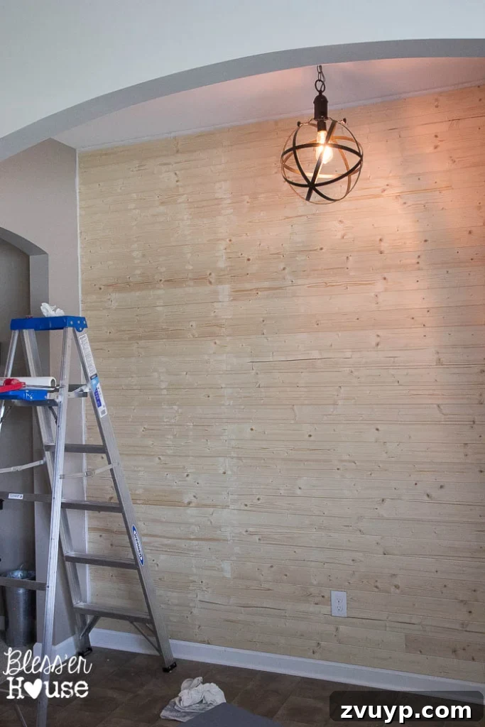 DIY Faux Shiplap Wall for Instant Farmhouse Charm 11 Shiplap wall with quarter round molding