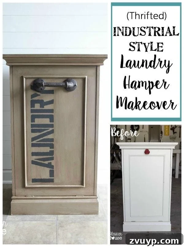 Factory Chic Laundry Basket Transformation 2 Industrial Style Laundry Hamper Makeover | Bless'er House