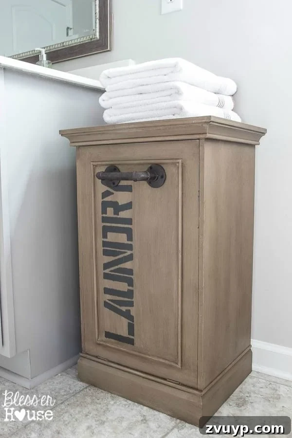 Factory Chic Laundry Basket Transformation 10 Industrial Style Laundry Hamper Makeover | Bless'er House