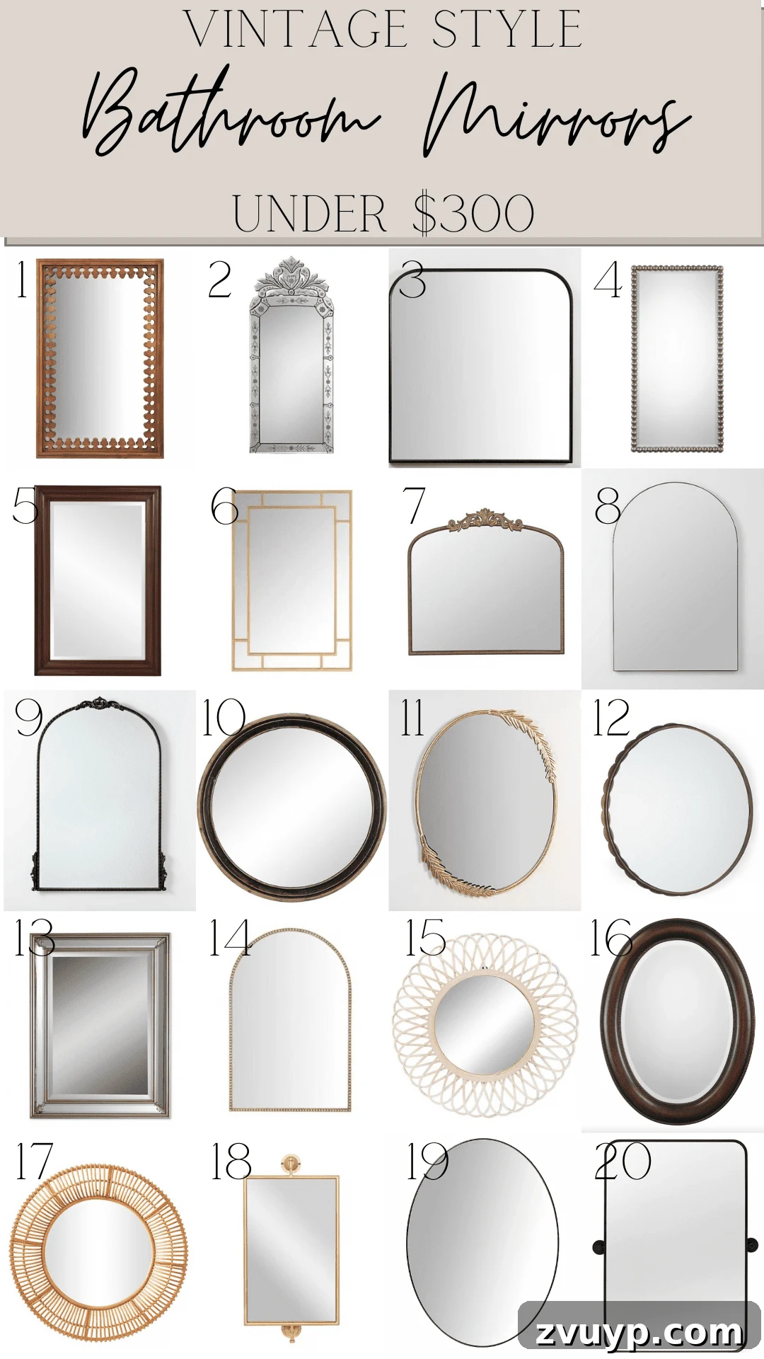 affordable vintage mirrors for bathrooms under $300