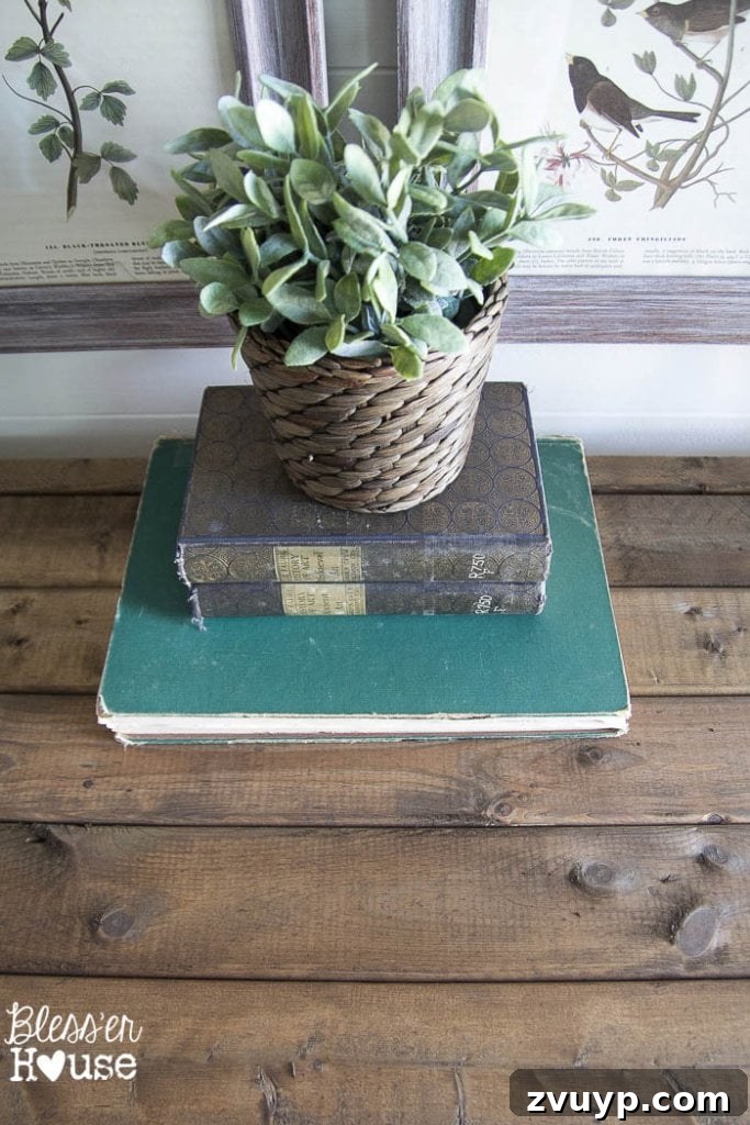 Foyer First Impressions: A Console Table's New Look 8 Modern Farmhouse Foyer Makeover: Close-up of rustic wood tabletop