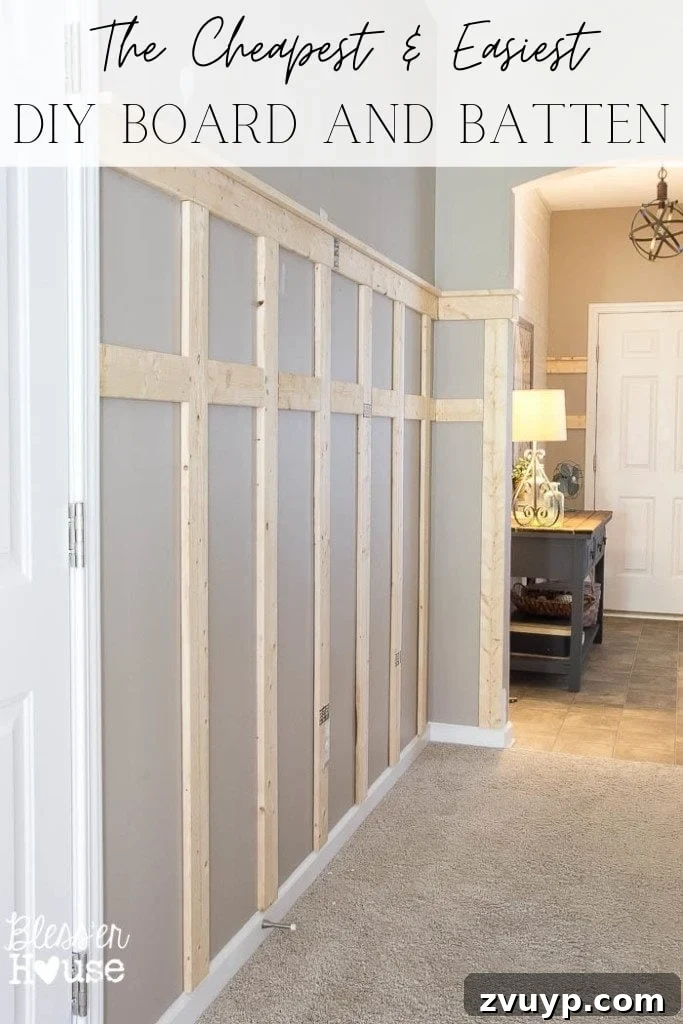 Effortless & Affordable Board and Batten DIY 2 Beautifully crafted DIY board and batten wainscoting adds timeless character to a hallway
