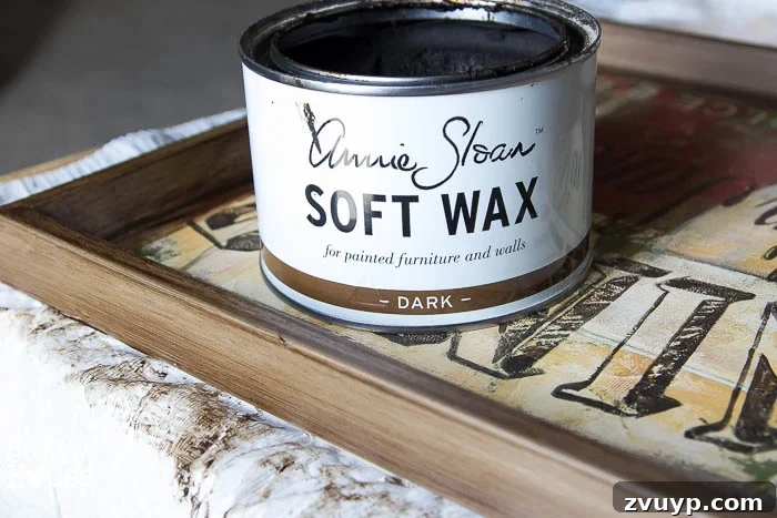Transforming Old Art into Personalized Text Decor 5 Applying dark wax to painted frames for a distressed, antique finish