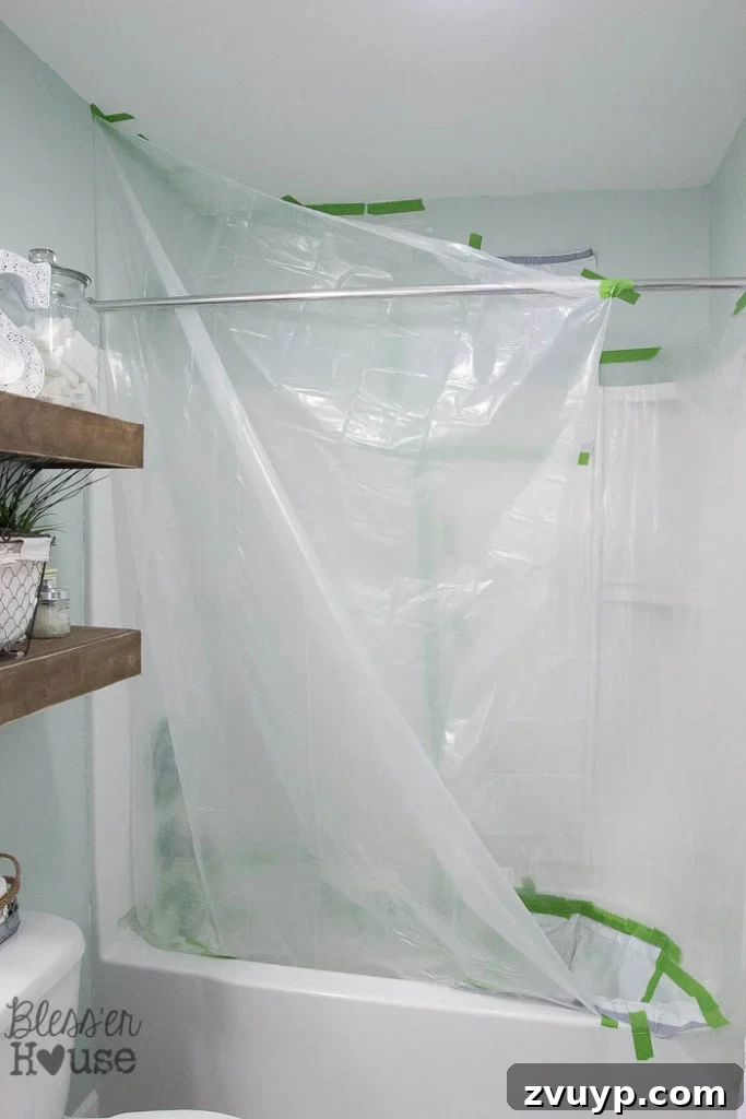 Transform Your Bathroom Fixtures with Spray Paint 10 taping to spray paint bathroom fixtures