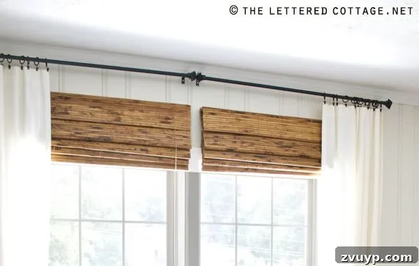 Crafting a Modern Rustic Master Retreat 11 White Curtains with Bamboo Shades for Rustic Bedroom