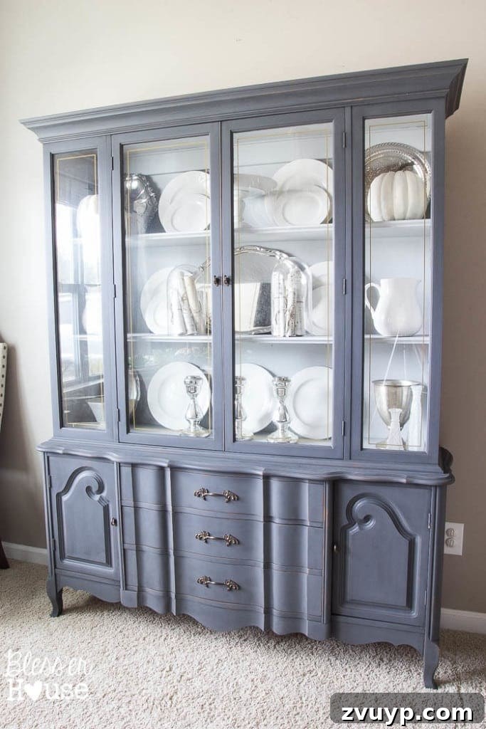 French Provincial Elegance Renewed 12 Dining room with the new, shallower French Provincial china cabinet, showcasing improved space