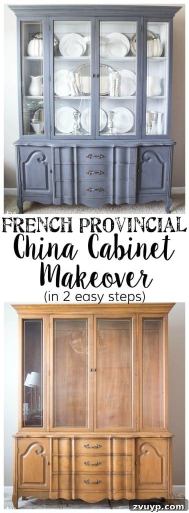 French Provincial Elegance Renewed 18 French Provincial China Cabinet Makeover final image collage