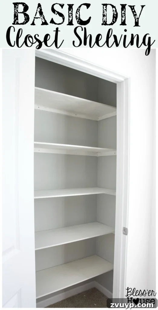 Quick and Easy DIY Closet Shelves 2 Basic DIY Closet Shelving: How to build basic DIY closet shelves with beginner skills and tools in less than 2 hours for less than $80. A super awesome beginner home improvement project that gets rid of crappy wire shelves.